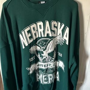 Divided Green Nebraska Graphic Sweatshirt